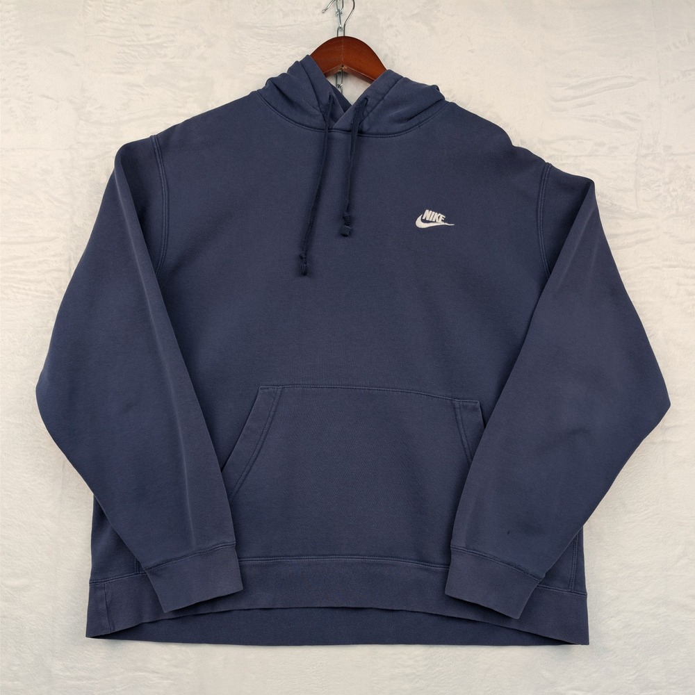 Nike Hoodie Men 2XL Navy Blue Embroidered Futura Logo Fleece Pullover BV2654-410